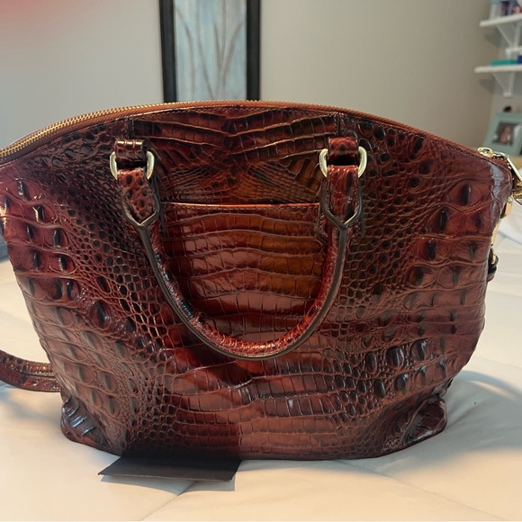 Brahmin Handbags - Brahmin Crocodile-Embossed Red Shoulder Bag